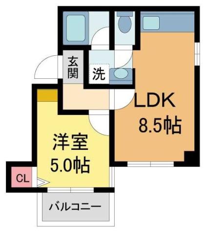 シャトー北野(1LDK/4階)の間取り写真
