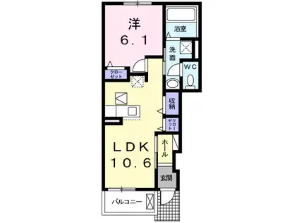 ル・レーブ坂上I(1LDK/1階)の間取り写真