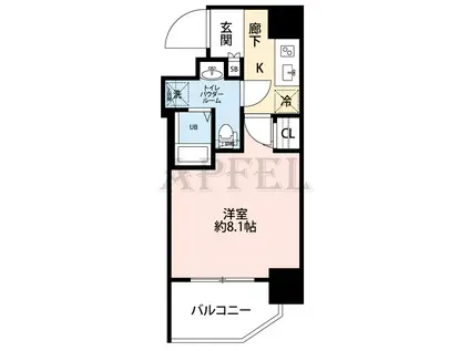 エグゼ堺筋本町(1K/2階)の間取り写真