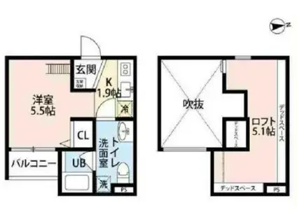 アキラ大阪(1K/1階)の間取り写真