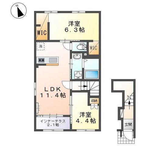 パドレ ムールトメスク(2LDK/2階)の間取り写真