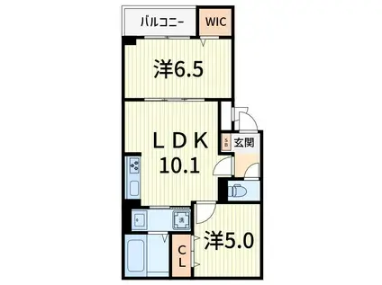 フローラ・ノヴァ(2LDK/3階)の間取り写真