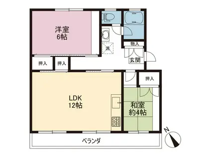 港南台めじろ団地28号棟(2LDK/5階)の間取り写真