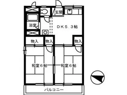 コーポ藤元(2DK/2階)の間取り写真