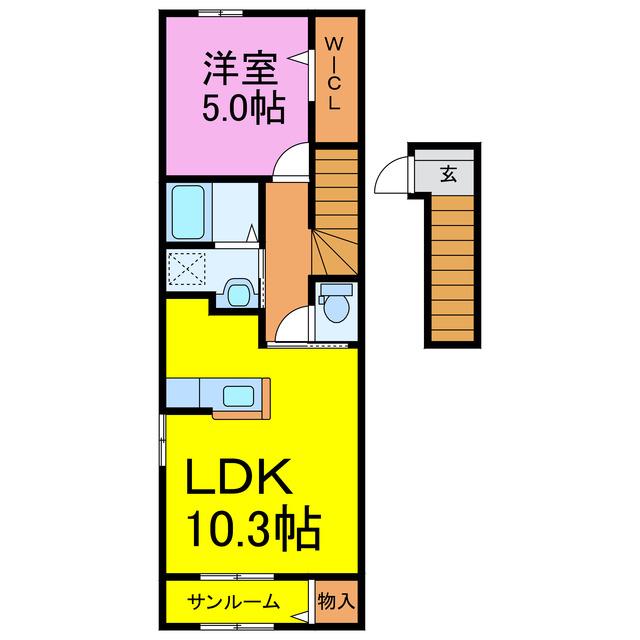 サウスアルモニー(1LDK/2階)の間取り写真