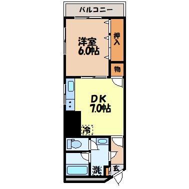 アブアルトマンション(1DK/2階)の間取り写真