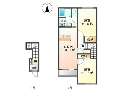 グランセジュール(2LDK/2階)の間取り写真