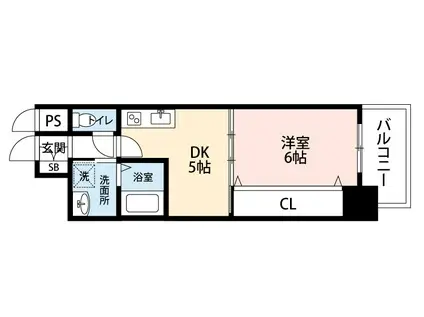 クレール宿院(1DK/4階)の間取り写真