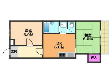 グランドハイツ38(2DK/3階)の間取り写真