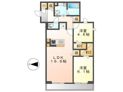 クープレット石川橋(2LDK/2階)の間取り写真