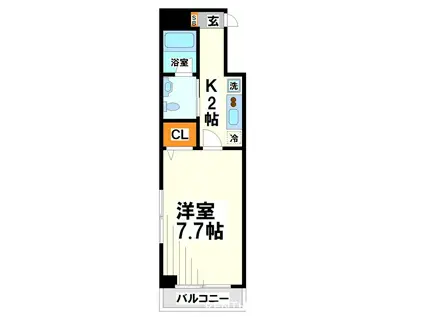 マキシブ調布国領(1K/2階)の間取り写真