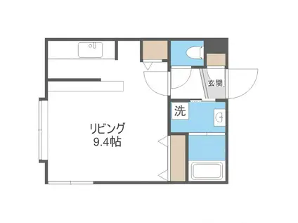 地下鉄東西線 東札幌駅 徒歩2分 4階建 築3年(1K/1階)の間取り写真