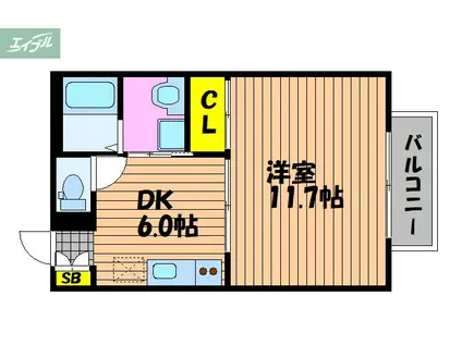 プログレス津島(1DK/3階)の間取り写真