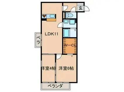 ロイヤルエクセル武庫之荘(2LDK/1階)の間取り写真