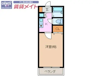 サンミッシェル(1K/2階)の間取り写真