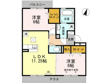 ロイヤルティアラVI(2LDK/1階)の間取り写真