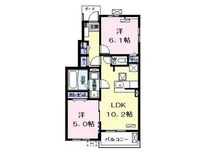 キラーナ II(2LDK/1階)の間取り写真