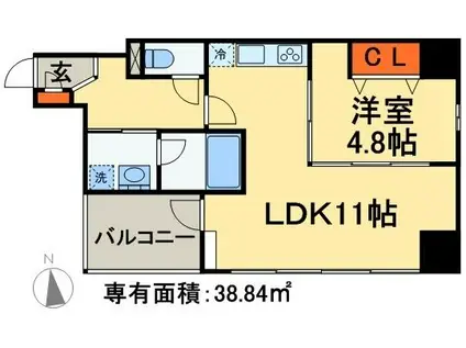 アンセイエ松戸(1LDK/6階)の間取り写真