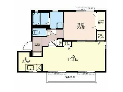 シャルマン富士 A(1LDK/2階)の間取り写真