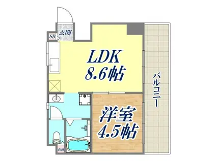 前田ビル(1LDK/4階)の間取り写真