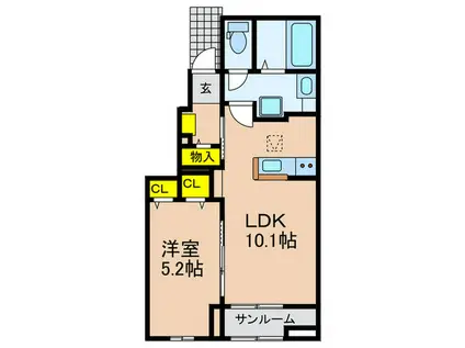 カルマカサ(1LDK/1階)の間取り写真
