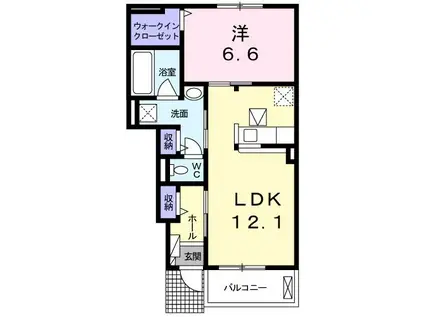 チェリッシュ岩船(1LDK/1階)の間取り写真