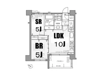 サンウエスト横浜(2LDK/6階)の間取り写真