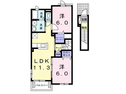 オストラーゼン ハオス(2LDK/2階)の間取り写真