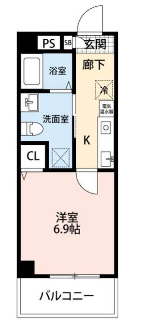 中台けやき苑(1K/3階)の間取り写真
