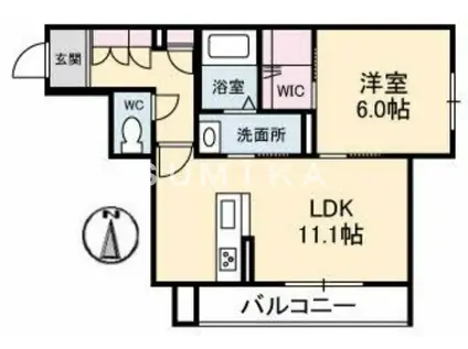 LAULEA白石(1LDK/3階)の間取り写真