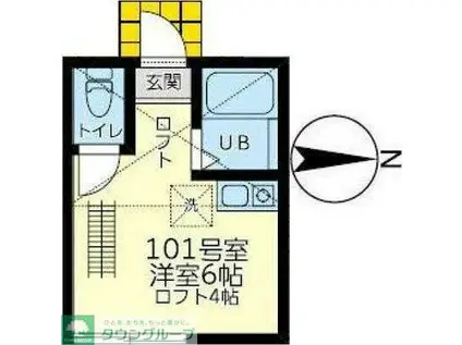 ユナイト鶴見ルーカスの杜(ワンルーム/1階)の間取り写真
