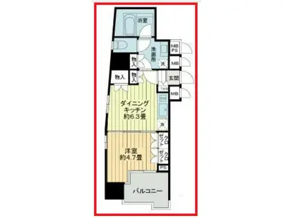 ディークラディアイヴァン御茶ノ水(1DK/5階)の間取り写真