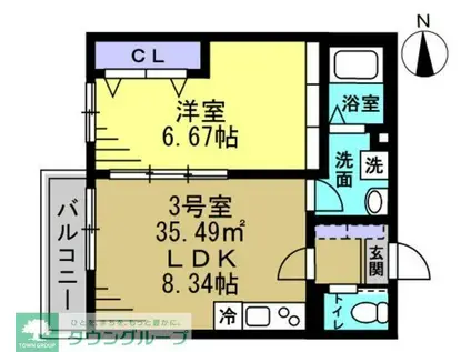 セミカ葛城 II(1LDK/2階)の間取り写真