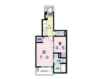 モデッサ神辺B(1SK/1階)の間取り写真