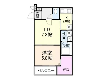 ラフィーネ石本II(1LDK/2階)の間取り写真