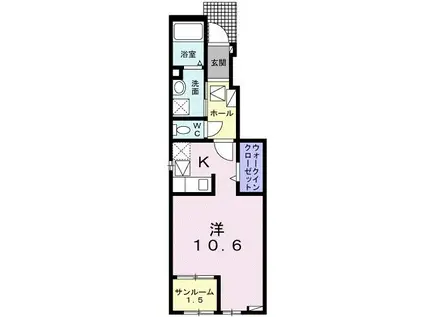 ラーク森II(1K/1階)の間取り写真
