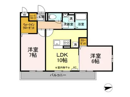 グランドソレーユI(2LDK/2階)の間取り写真