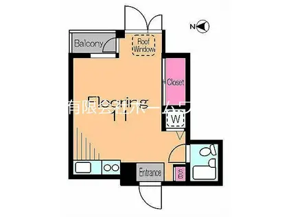 フラッツK(ワンルーム/2階)の間取り写真