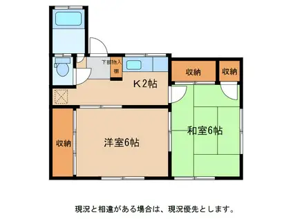 喜楽荘(2K/1階)の間取り写真