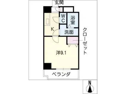 セントリバーヒルズ江戸橋(1K/3階)の間取り写真