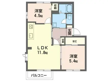 ディアス美野里(2LDK/2階)の間取り写真