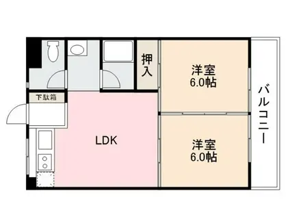 カーサクレスト(2DK/3階)の間取り写真