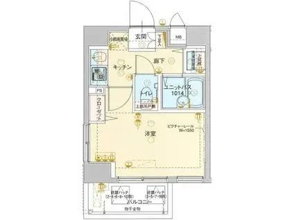 ヴェルト両国(1K/7階)の間取り写真