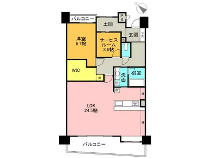 ベルヴィル輝国(1SLDK/2階)の間取り写真