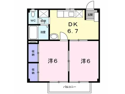 ファミールひまわりA(2DK/2階)の間取り写真