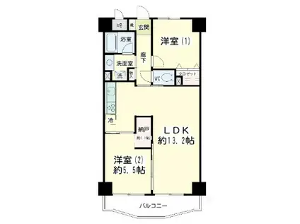 ヴェルドゥミール(2LDK/5階)の間取り写真