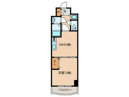 ノルデンタワー天神橋(1DK/10階)の間取り写真