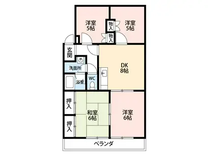 ひまわりハイツ(4DK/2階)の間取り写真