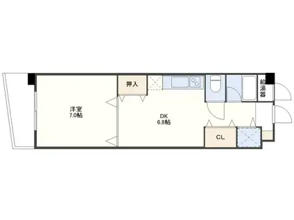 ヒルサイドプレイス(1DK/3階)の間取り写真