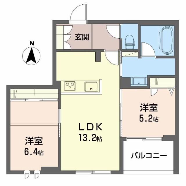 シャーメゾンリアンI(2LDK/2階)の間取り写真